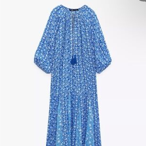 Zara Blue Sundress with 3/4 Bishop Sleeves